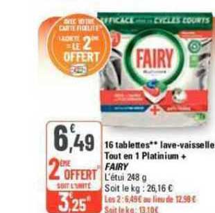 16 tablettes lave-vaisselle tout en 1 platinium+ fairy