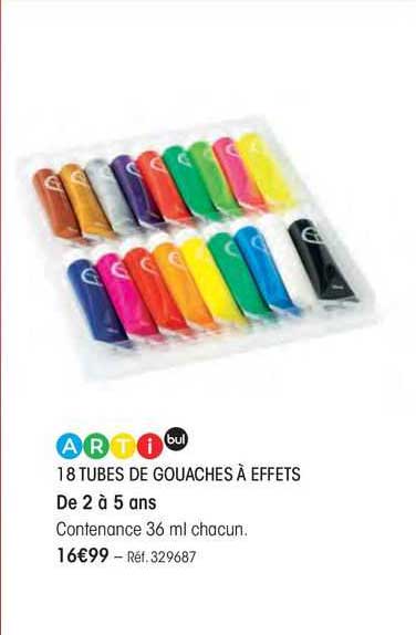 18 tubes de gouaches à effets arti bul