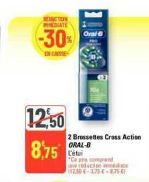 2 brossettes cross action oral-b
