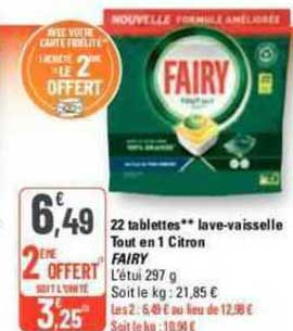 22 tablettes lave-vaisselle tout en 1 citron fairy