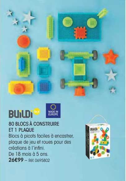80 blocs à construire et 1 plaque buildi bul