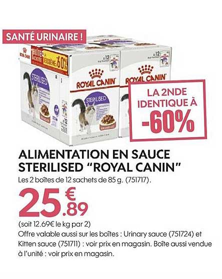 alimentation en sauce sterilised "royal canin"