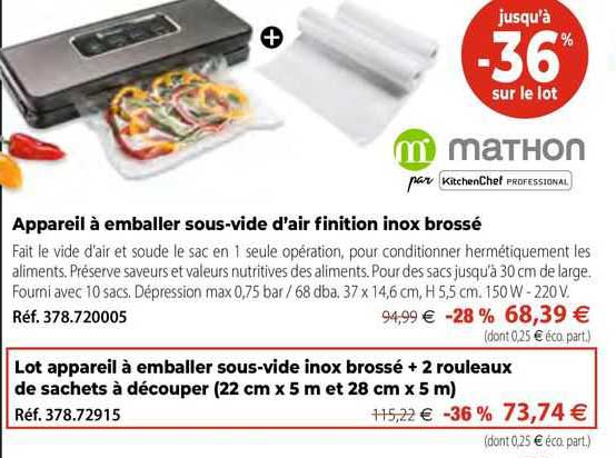 appareil à emballer sous-vide d'air finition inox brossé mathon