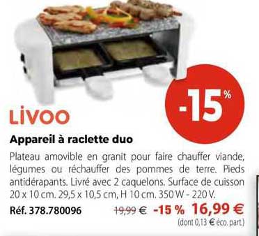 Appareil à Raclette Duo Livoo