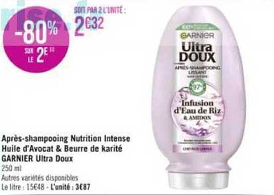 après-shampooing nutrition intense huile d'avocat & beurre de karité garnier ultra doux