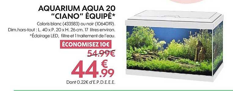Aquarium Aqua 20 "ciano" équipé