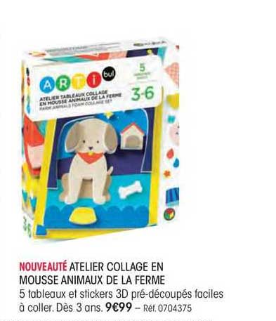 atelier collage en mousse animaux de la ferme arti bul