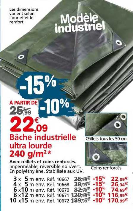 bâche industrielle ultra lourde 240 g/m²