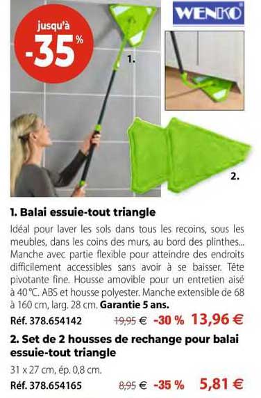 balai essuie-tout triangle wenko, set de 2 housses de rechange pour balai essuie-tout triangle wenko