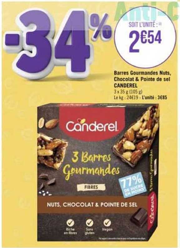 Barres Gourmandes Nuts, Chocolat & Pointe De Sel Canderel