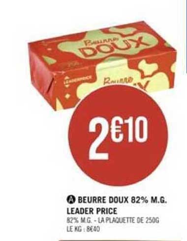 beurre doux 82% m.g. leader price
