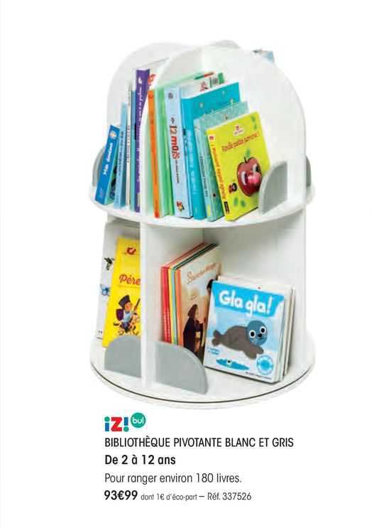bibliothèque pivotante blanc et gris iz! bul