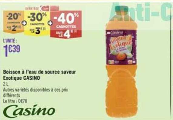 boisson à l'eau de source saveur exotique casino