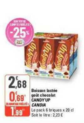 boisson lactée goût chocolat candy'up candia