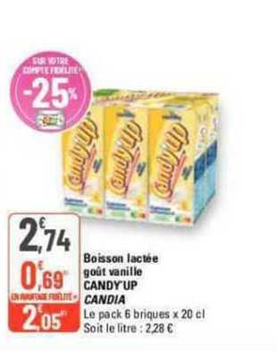 boisson lactée goût vanille candy'up candia