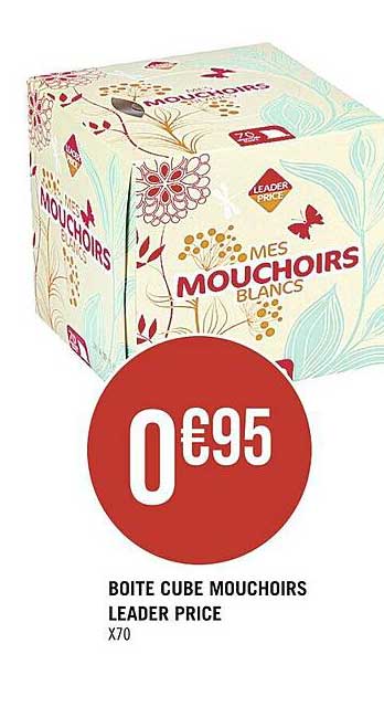 boîte cube mouchoirs leader price