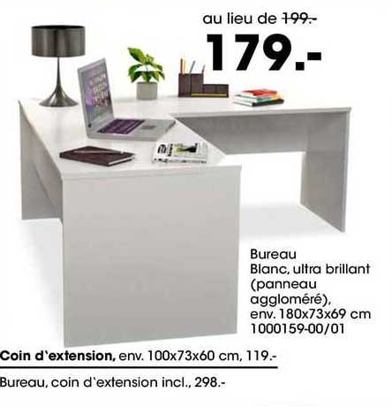 bureau blanc, ultra brillant