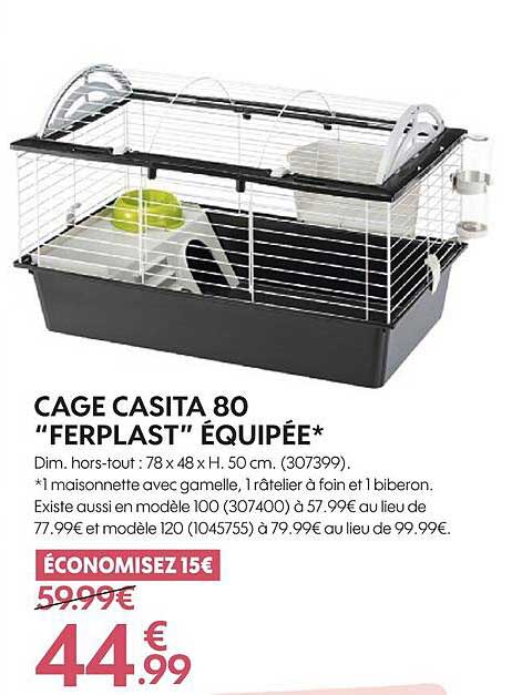 cage casita 80 "ferplast" équipée