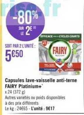 capsules lave-vaisselle anti-terne fairy platinum+
