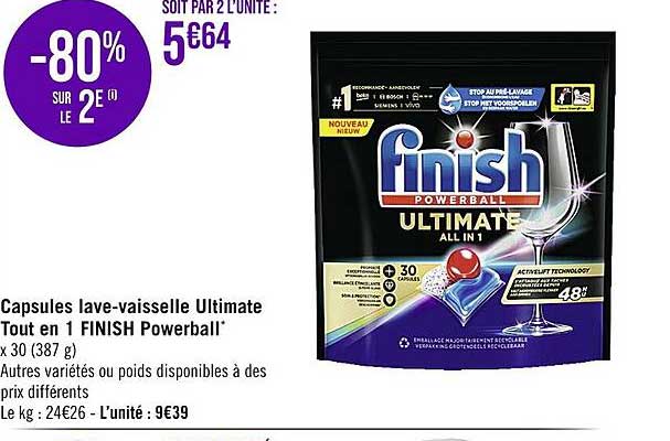 capsules lave-vaisselle ultimate tout en 1 finish powerball