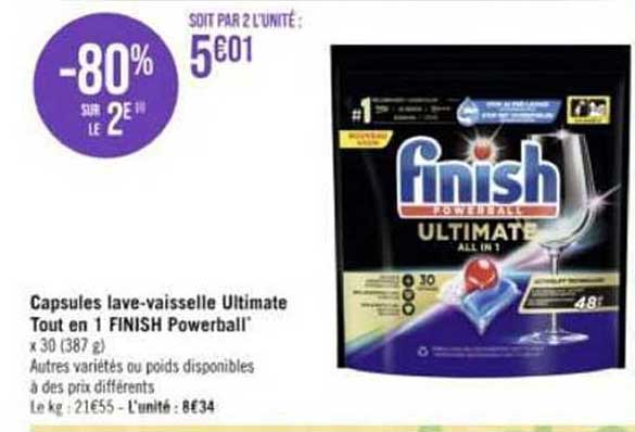 Capsules Lave-vaisselle Ultramate Tout En 1 Finish Powerball