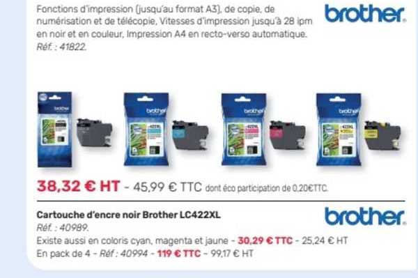 cartouche d'encre noir brother lc422xl