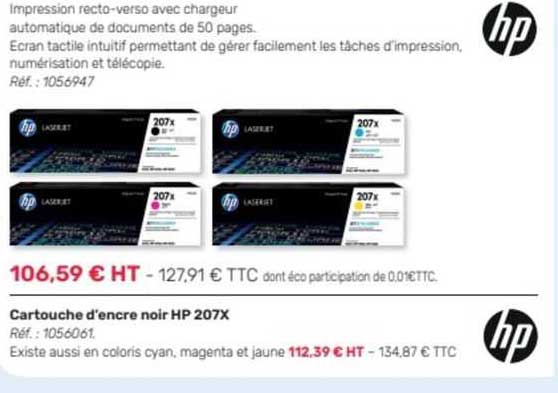 Cartouche D'encre Noir Hp 207x