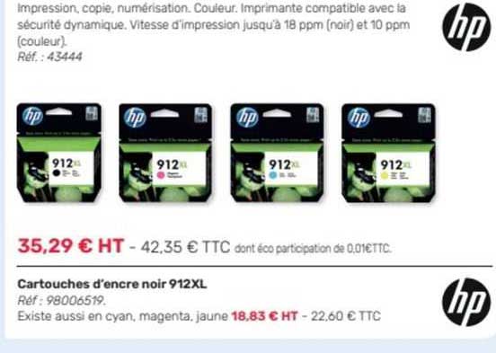 cartouches d'encre noir 912xl hp