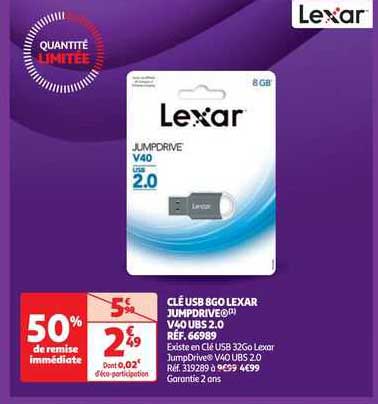 clé usb 8go lexar jumpdrive v40 ubs 2.0 lexar