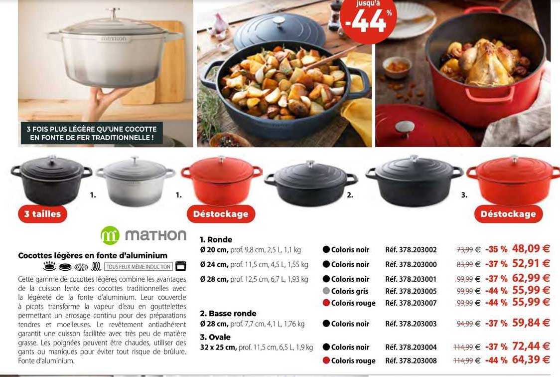 cocotte légères en fonte d'aluminium mathon
