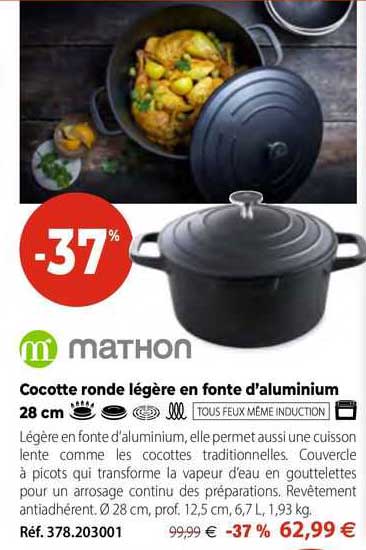 cocotte ronde légère en fonte d'aluminium mathon