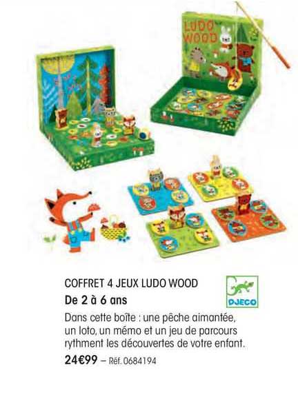 coffret 4 jeux ludo wood djeco