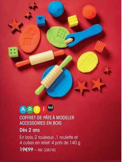coffret de pâte à modeler accessoires en bois arti bul