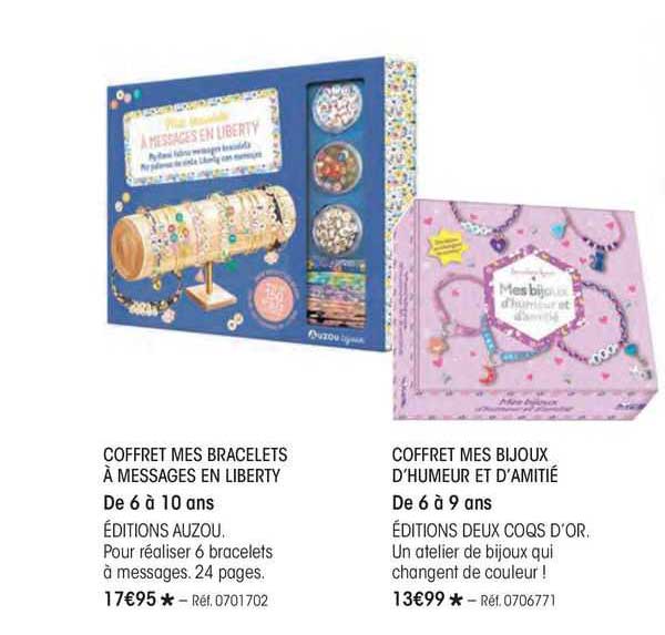 coffret mes bracelets à messages en liberty, coffret mes bijoux d'humeur et d'amitié