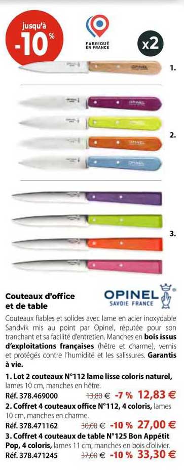 couteaux d'office et de table opinel