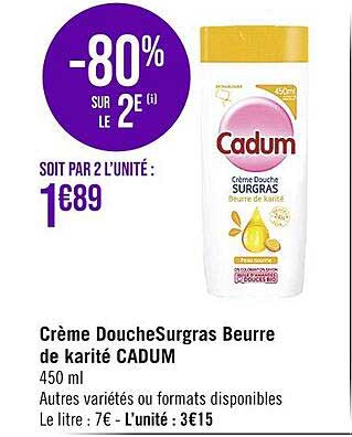 crème douche surgras beurre de karité cadum