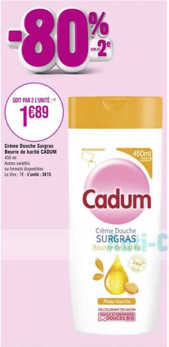 crème douche surgras beurre de karité cadum
