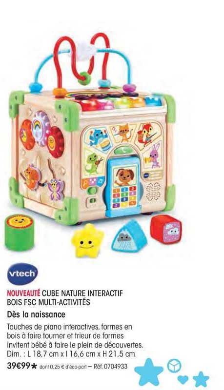 cube nature interactif bois fsc multi-activités vtech