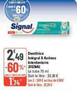 dentifrice intégral 8 actions interdentaire signal