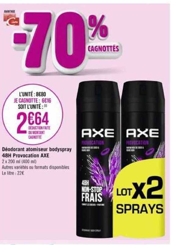 déodorant atomiseur bodyspray 48h provocation axe