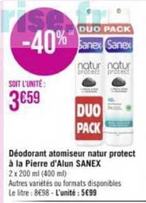 déodorant atomiseur natur protect à la pierre d'alun sanex