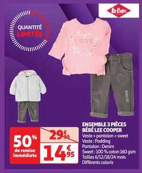 ensemble 3 pièces bébé lee cooper