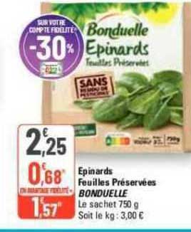 épinards feuilles préservées bonduelle