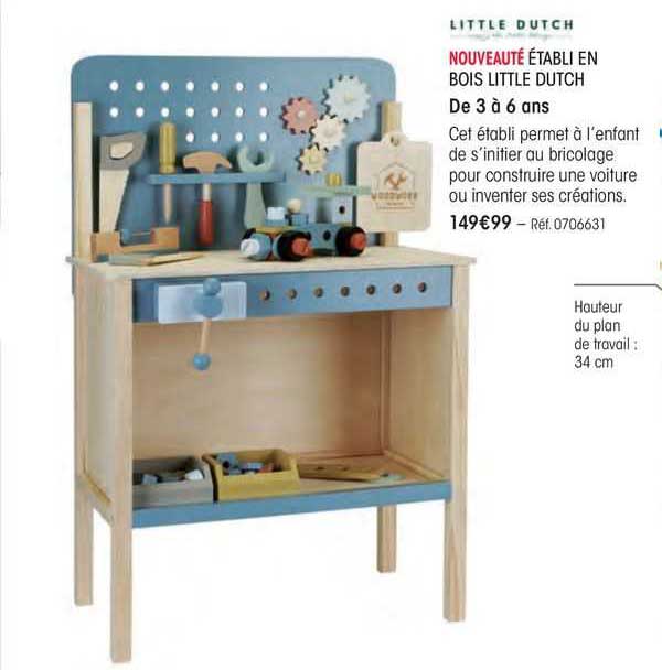établi en bois little dutch