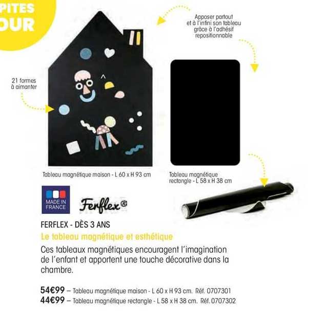 ferflex - dès 3 ans, tableau magnétique maison, tableau magnétique rectangle