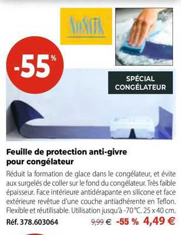 feuille de protection anti-givre pour congélateur