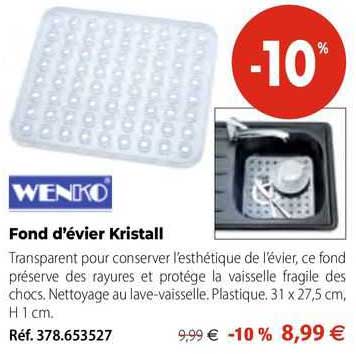 fond d'évier kristall wenko