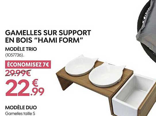 gamelles sur support en bois "hami form"