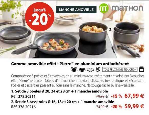 Gamme Amovible Effet "pierre" En Aluminium Antiadhérent Mathon