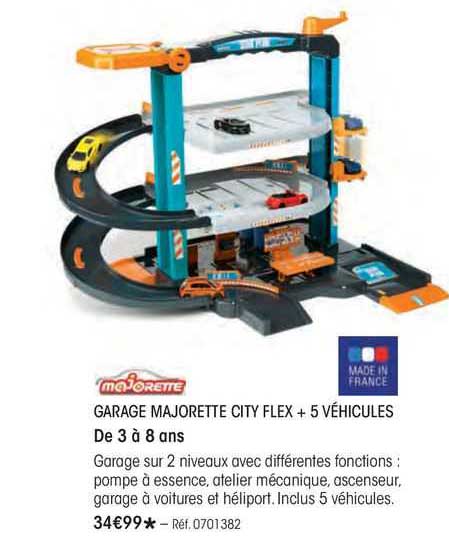 garage majorette city flex + 5 vehicules de 3 a 8 ans